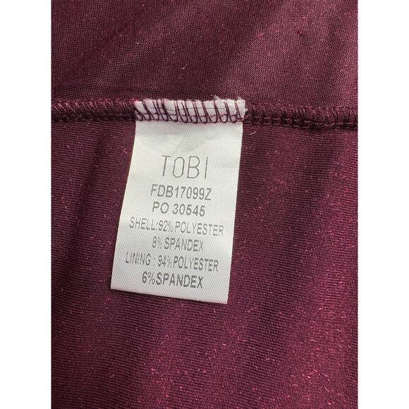 Tobi Wrap it Up Velvet Mini Dress Wine Deep V Neckline Women's Small NWT - Picture 9 of 13